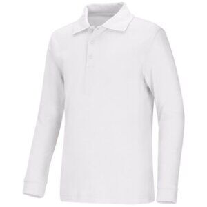Classroom 58734 Adult Unisex Long Sleeve Interlock Polo White